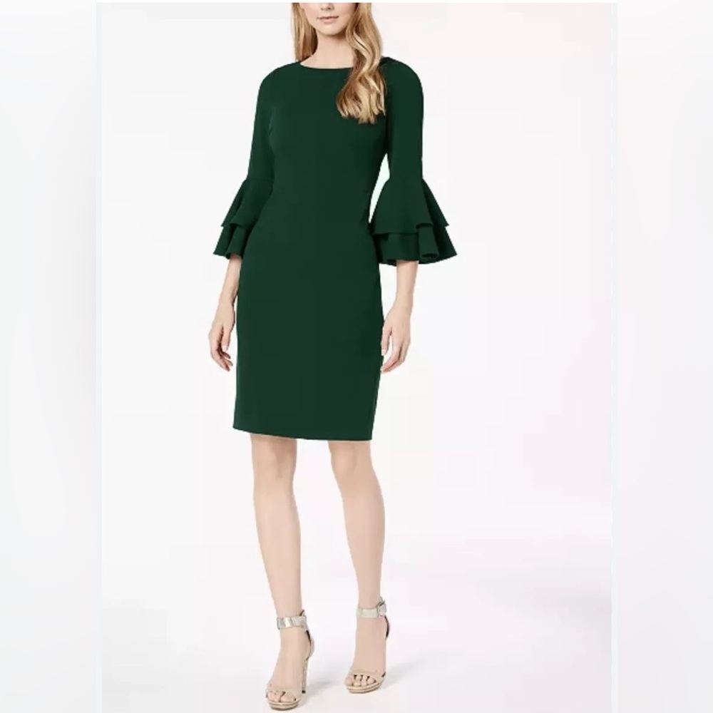 NWT CALVIN KLEIN BELL SLEEVES SHEATH DRESS - Picture 2 of 5